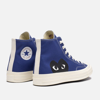 CDG PLAY X CONVERSE CHUCK 70 HIGH "BLACK HEART" - BLUE QUARTZ