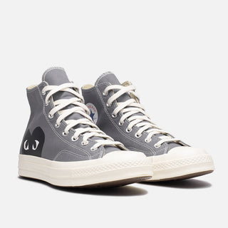 CDG PLAY X CONVERSE CHUCK 70 HIGH "BLACK HEART" - STEEL GREY