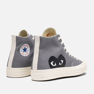 CDG PLAY X CONVERSE CHUCK 70 HIGH "BLACK HEART" - STEEL GREY