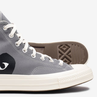 CDG PLAY X CONVERSE CHUCK 70 HIGH "BLACK HEART" - STEEL GREY